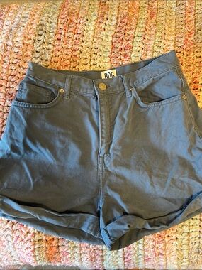BDG High-Rise Rolled Hem Jean Shorts in Slate